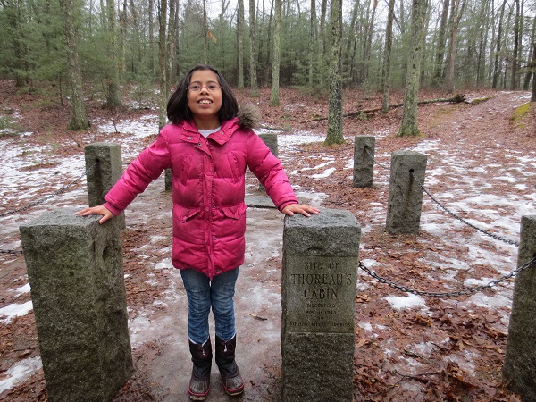 Anna at Thoreau's Cabin site Walden Pond  1-13-13